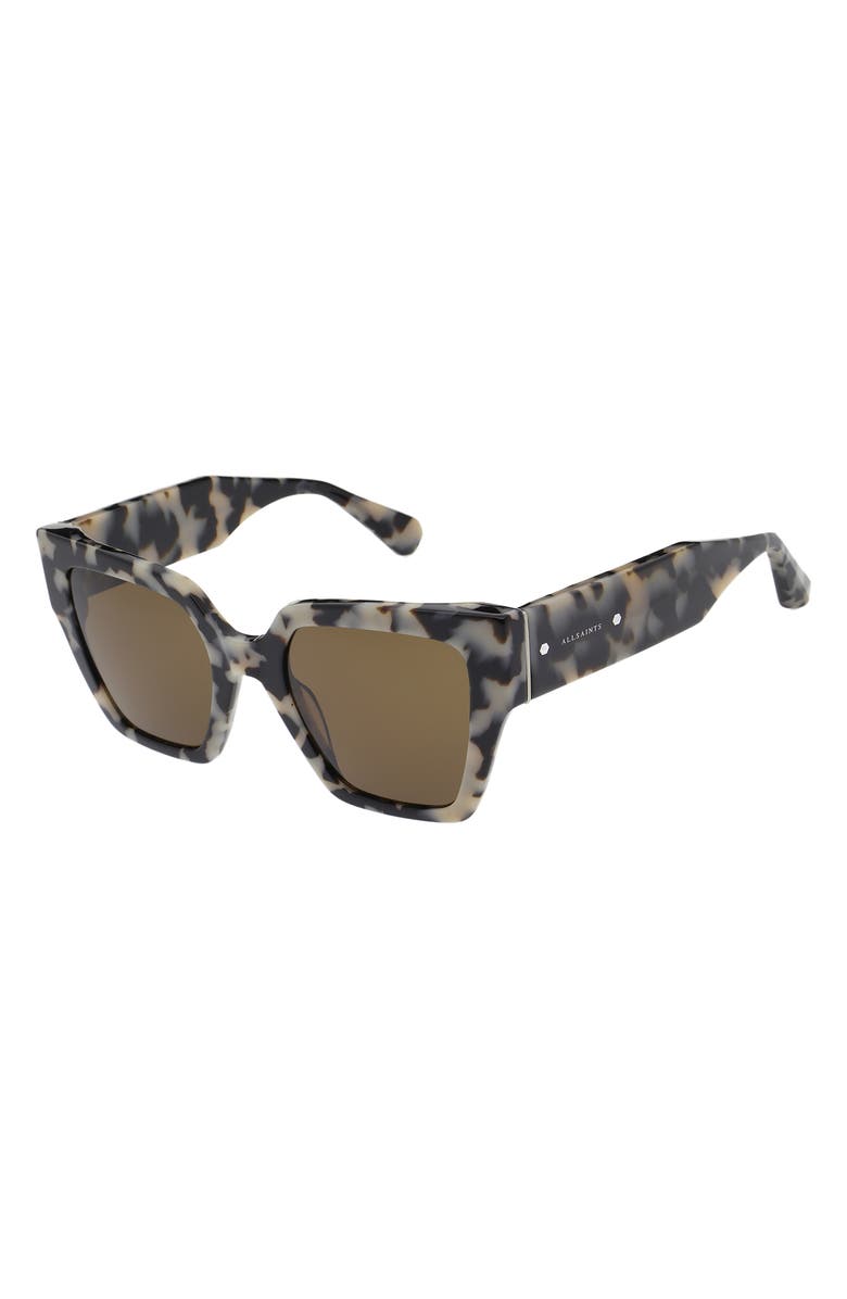 AllSaints Bibi 52mm Square Sunglasses, Alternate, color, Snow Leopard