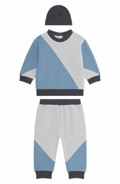 PL Baby by Petit Lem Colorblock Top, Joggers & Beanie Set