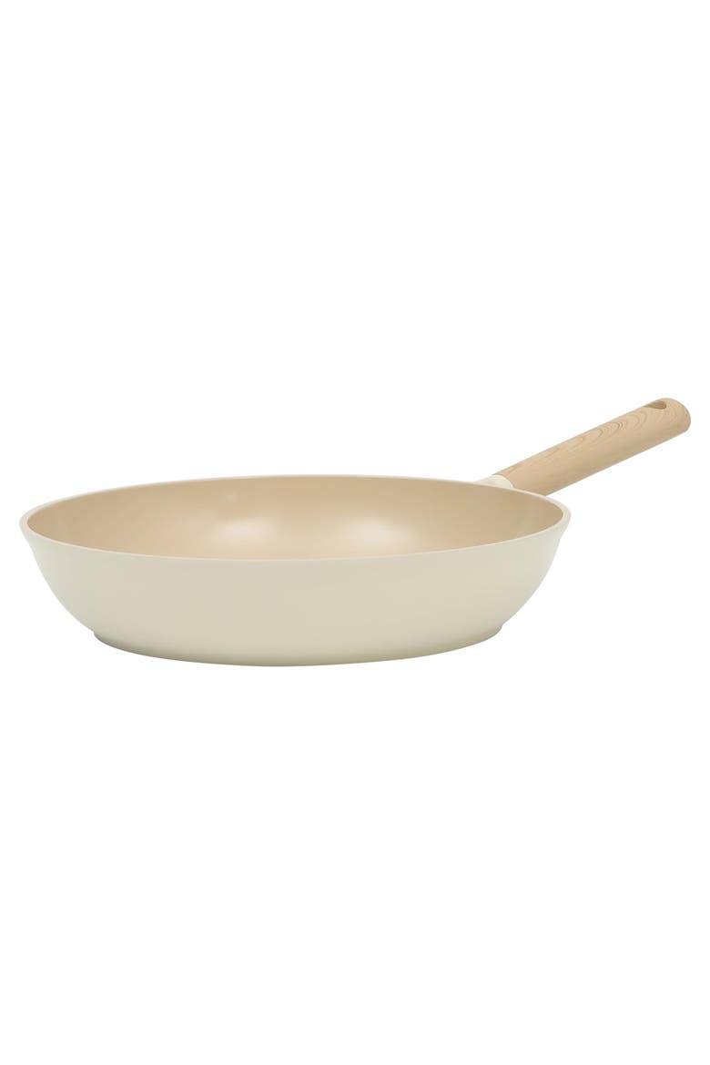 Folkstone 12 Inch Ceramic Nonstick Cast Aluminum Frypan, Main, color, Beige