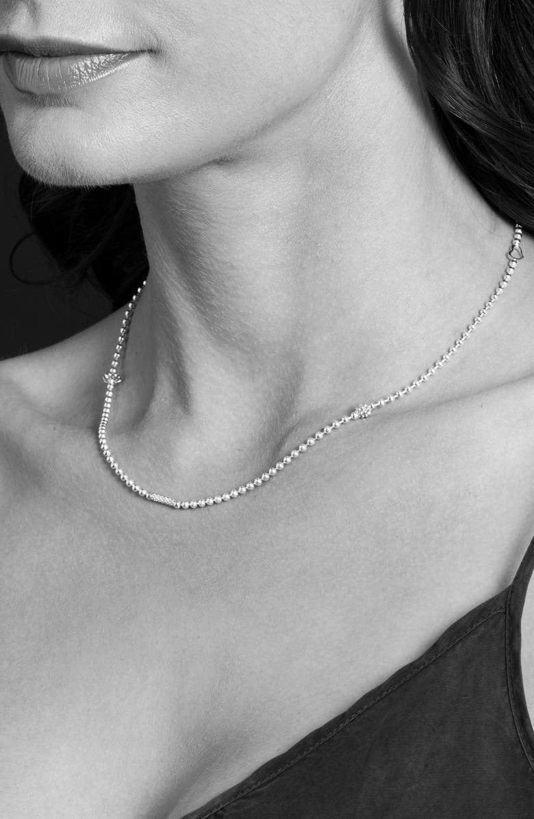 LAGOS Signature Caviar Beaded Station Necklace, Alternate, color, Silver