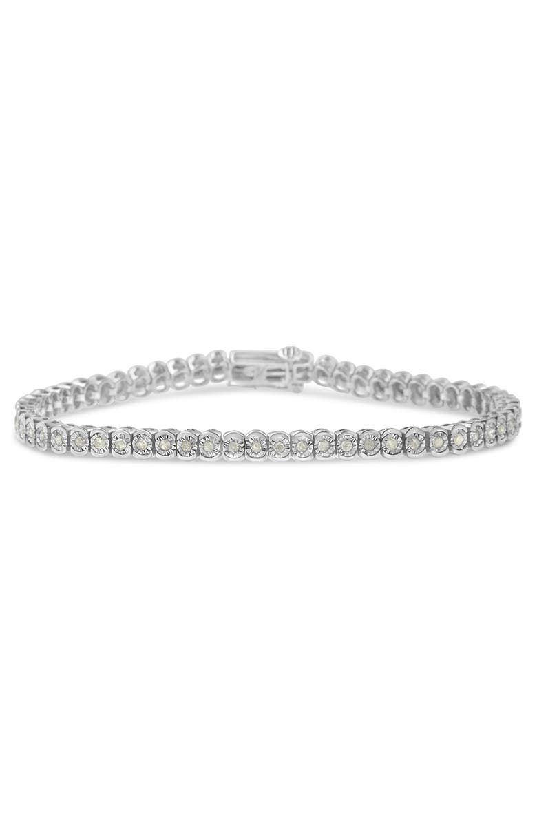 Haus of Brilliance Silver 1.0 Cttw Diamond Miracle-Set Circle Tennis Bracelet, Main, color, White