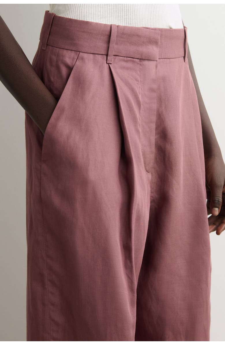 COS Relaxed Linen-Blend Wide-Leg Pants, Alternate, color, Rust