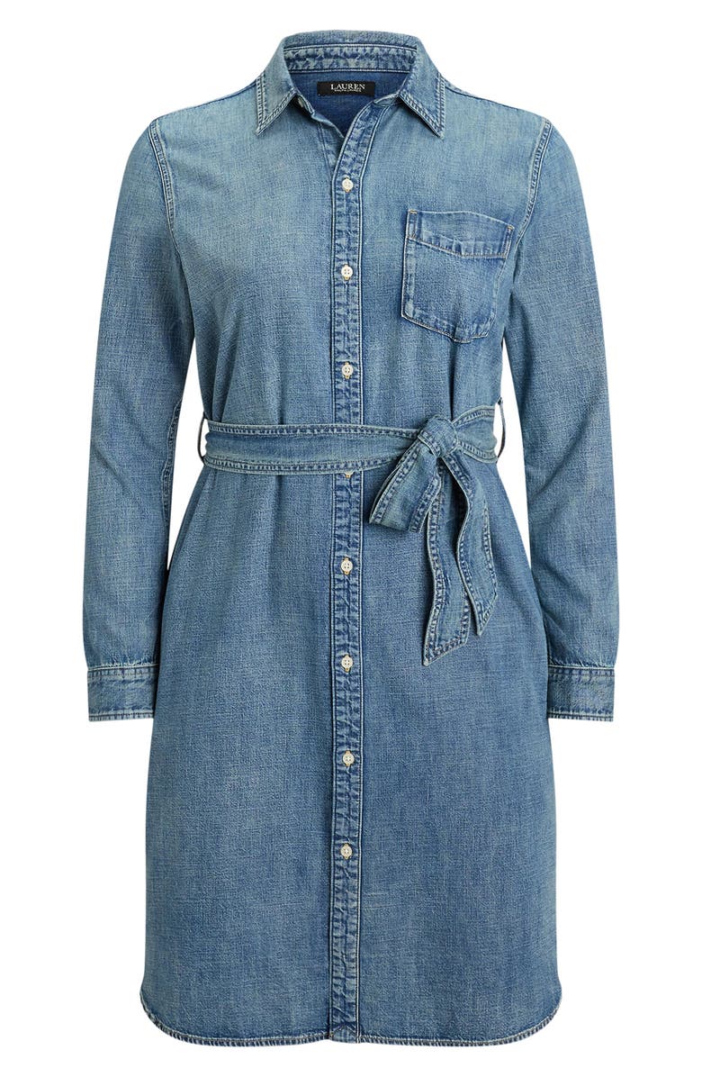 Lauren Ralph Lauren Jameika Long Sleeve Denim Shirtdress, Alternate, color, Odwin Wash