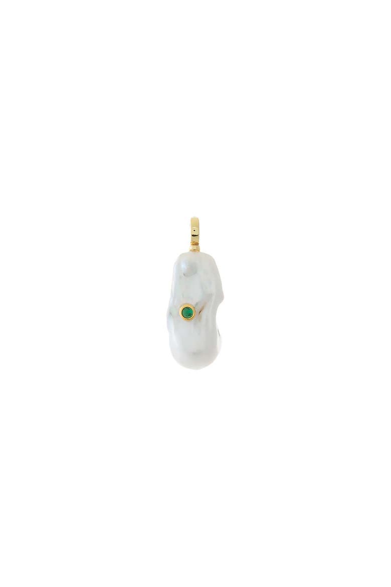 Colored Center Stone Baroque Pearl Charm, Main, color, Emerald Green
