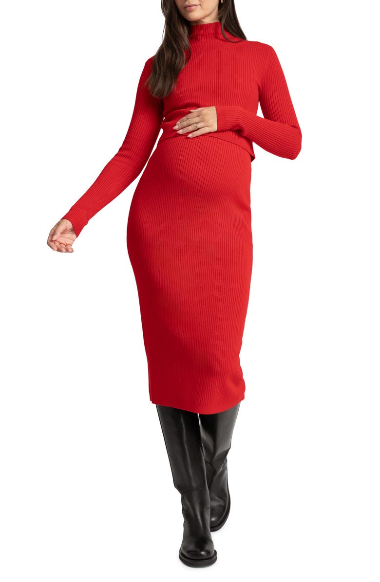 Seraphine Long Sleeve Rib Maternity/Nursing Body-Con Dress, Main, color, 