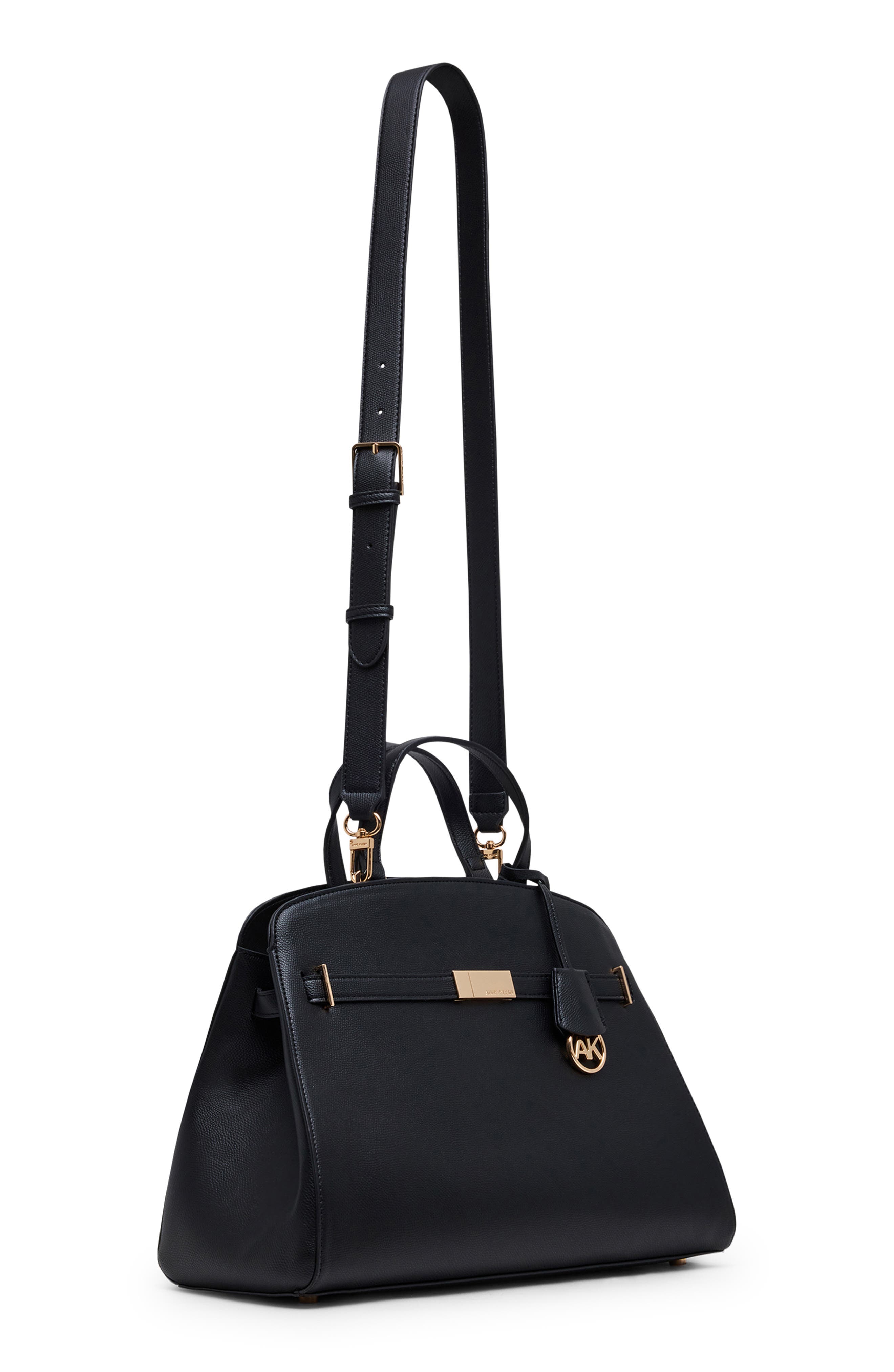 Anne Klein Large Belted Satchel, Alternate, color, Black