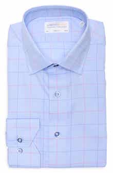 Lorenzo Uomo Trim Fit Large Windowpane Cotton Dress Shirt