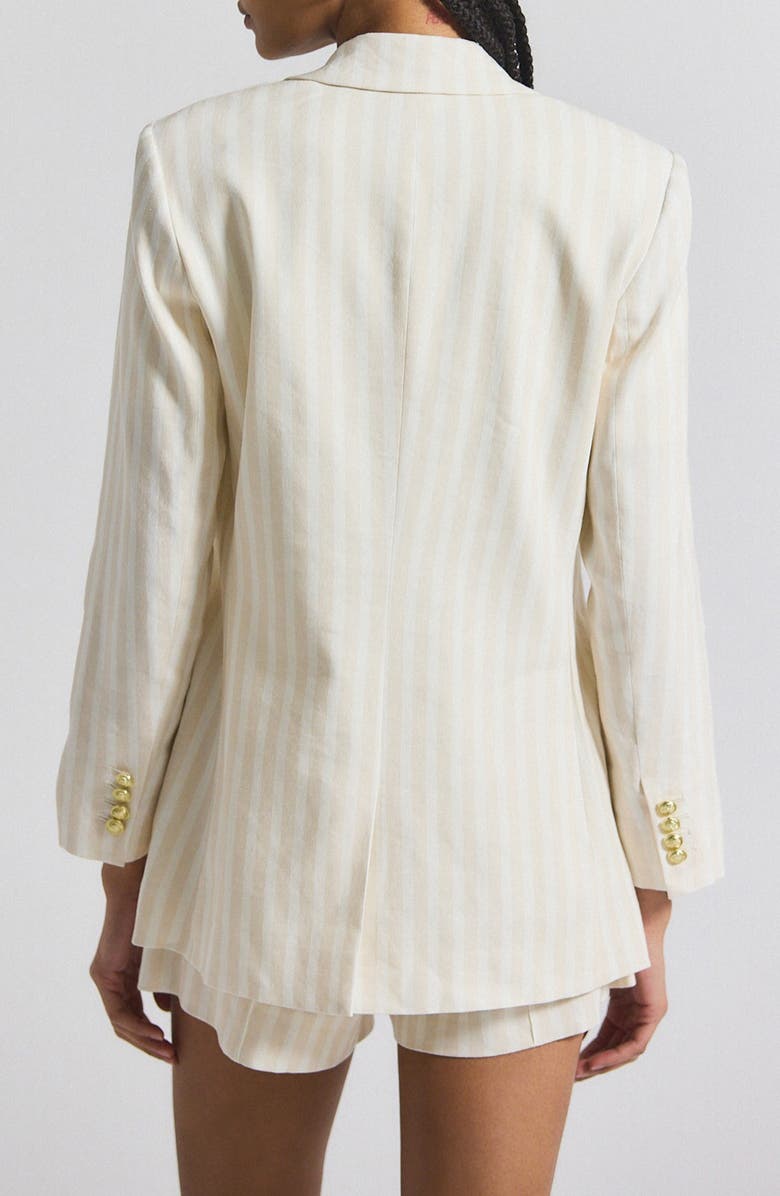 Derek Lam 10 Crosby Walter Stripe Double Breasted Linen Blend Jacket, Alternate, color, Sand/ White