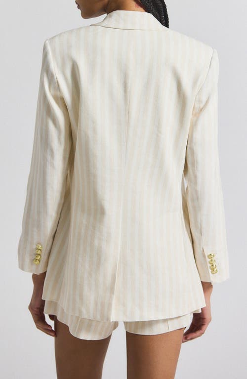 Derek Lam 10 Crosby Walter Stripe Double Breasted Linen Blend Jacket In Neutral