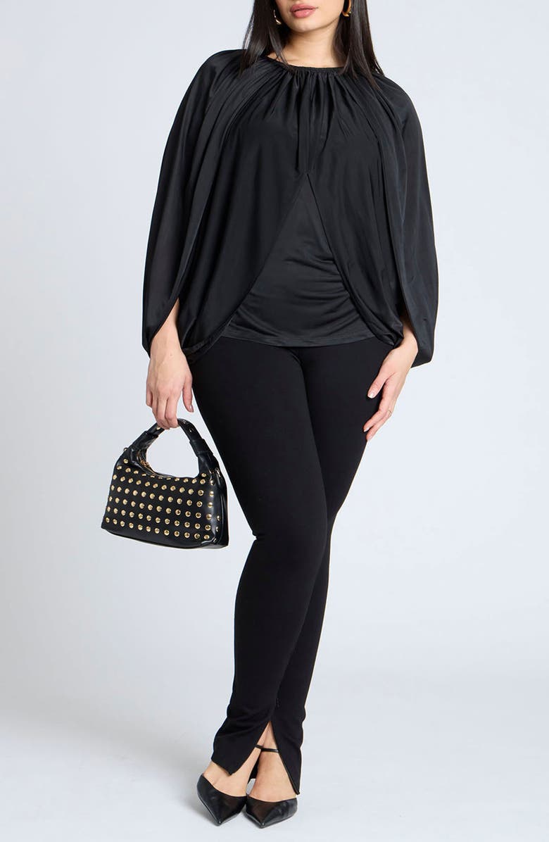 ELOQUII Drape Front Cape Top, Alternate, color,