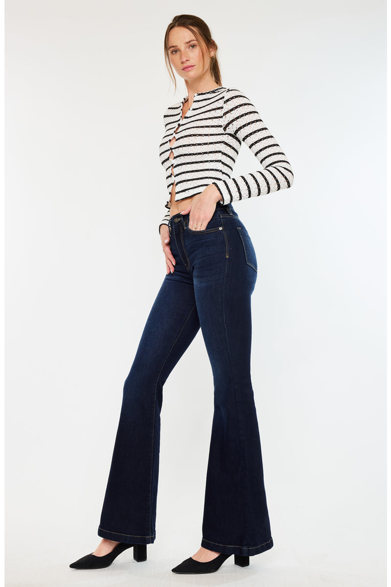 Roel High Rise Super Flare Stretch Jeans, Alternate, color, Dark Wash