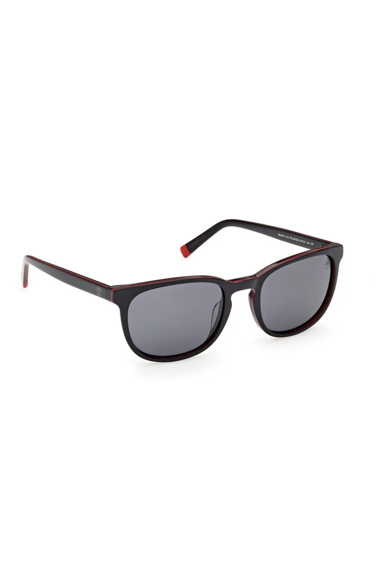 55mm Sunglasses, Alternate, color, SHINY BLACK / SMOKE POLARIZED
