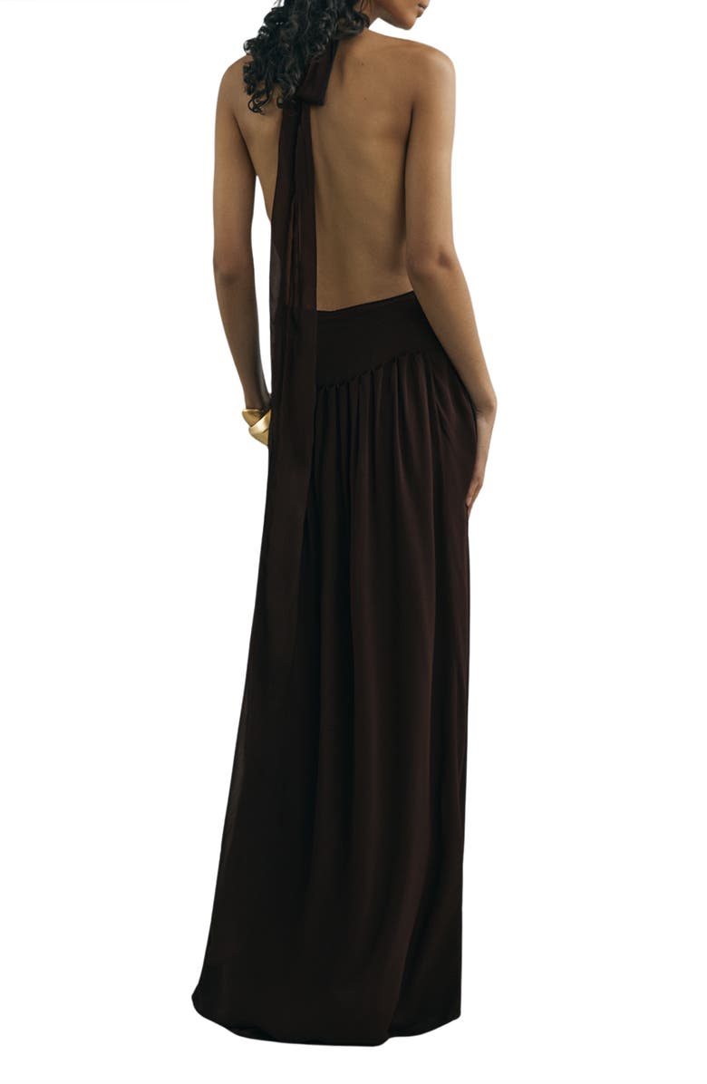 Reiss Luna Halter Gown, Alternate, color, Chocolate