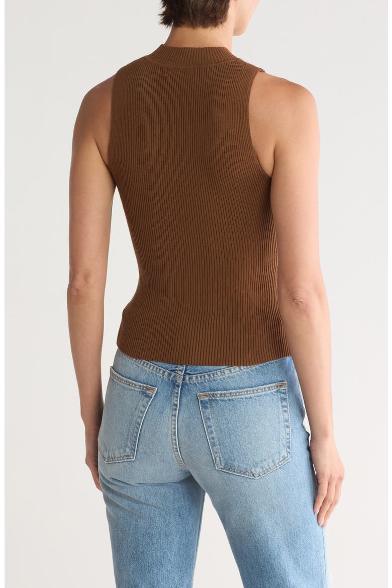 Ribbed Mock Neck Tank, Alternate, color, BROWN