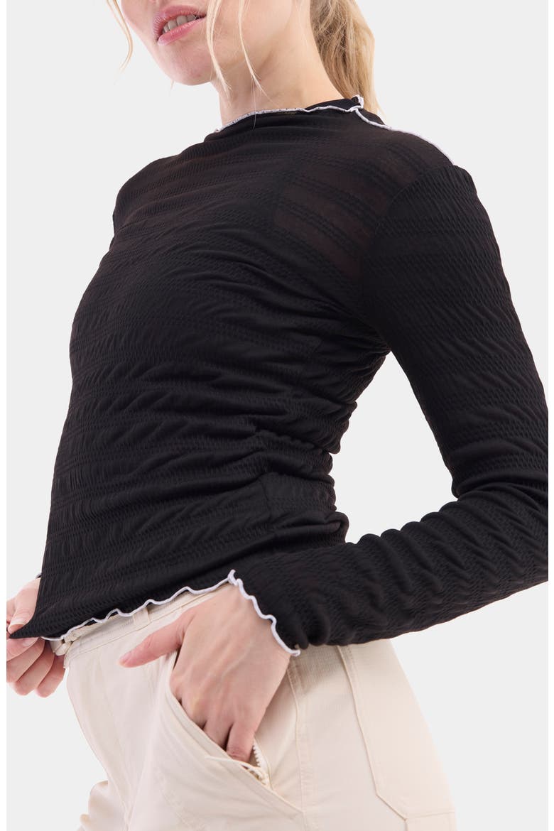 Ynes Texture Top, Alternate, color, BLACK