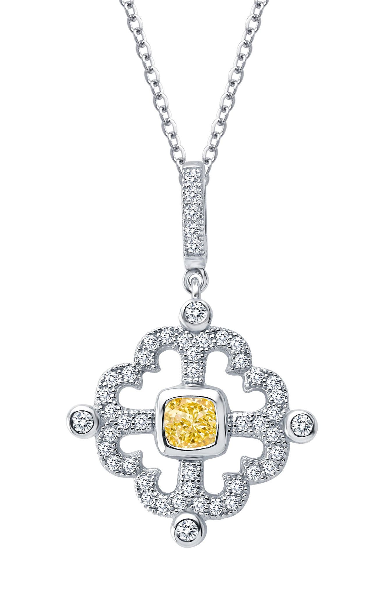 Lafonn Classic Simulated Canary Simulated Diamond Fleur De Lis Pendant ...