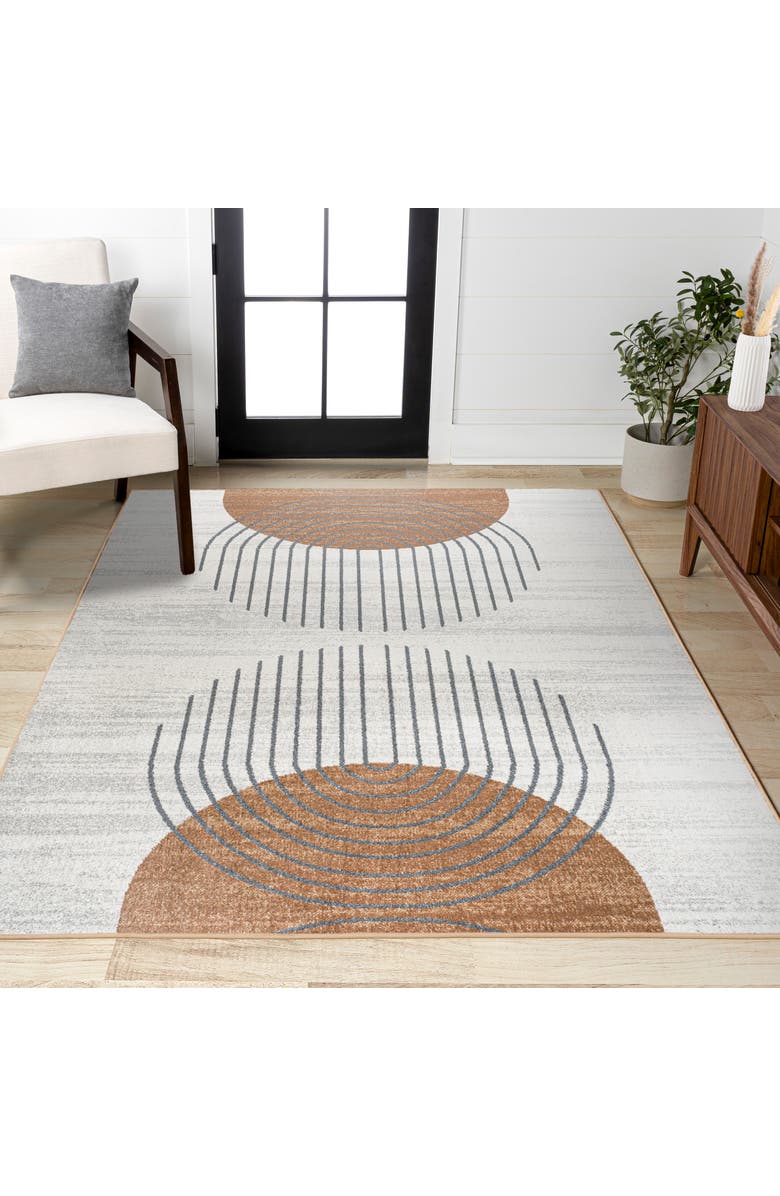 JONATHAN Y Kallax Geometric Modern Low-Pile Machine-Washable Area Rug, Alternate, color, Cream/Terra
