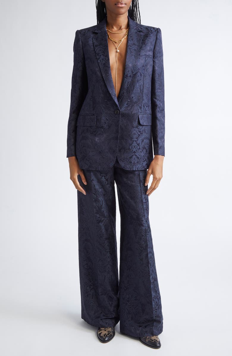 Etro One Button Tonal Paisley Blazer, Alternate, color, Blu Scurissimo 3