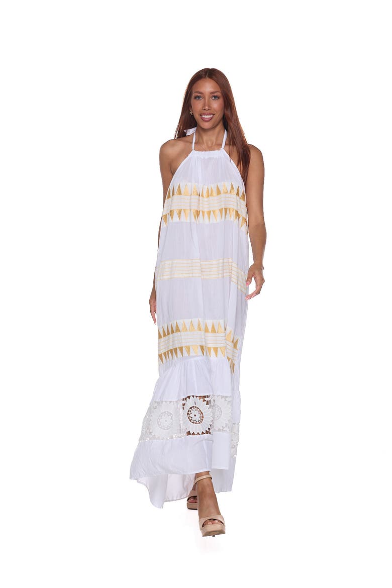 Halter Cotton Maxi Sundress, Alternate, color, WHITE