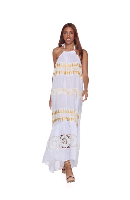 Ranee's Ranees Halter Cotton Maxi Sundress In White