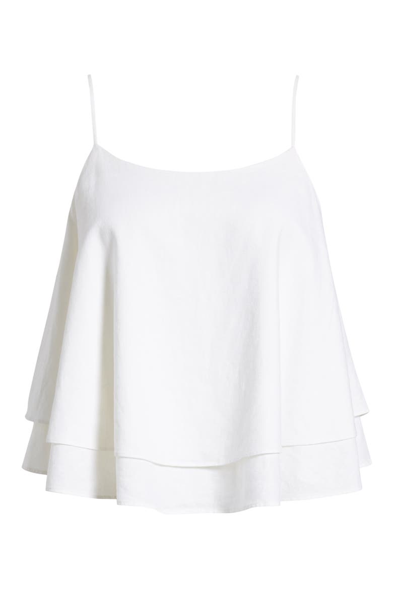 Tiered Linen Blend Camisole, Alternate, color, WHITE