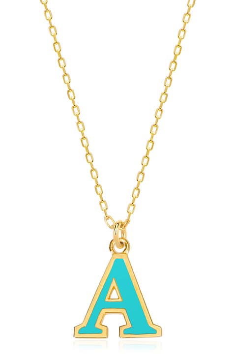 Vacay Dreamy Collection 14K Gold Plated Sterling Silver Turquoise French Enamel Initial Necklace