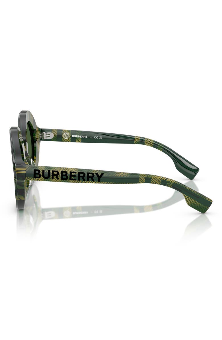 Burberry Kids' 40mm Round Sunglasses, Alternate, color, Green Check / Dark Green
