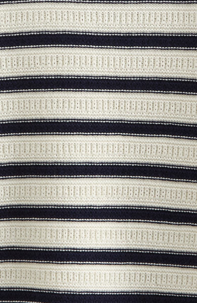 Nordstrom Kids' Textured Stripe Cotton Blend Crewneck Sweater, Alternate, color, Navy Pin- Ivory Texture Stripe