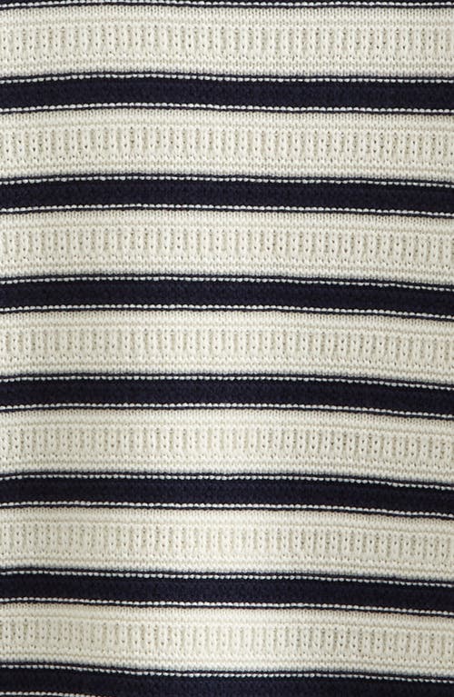 Nordstrom Kids' Textured Stripe Cotton Blend Crewneck Sweater In White