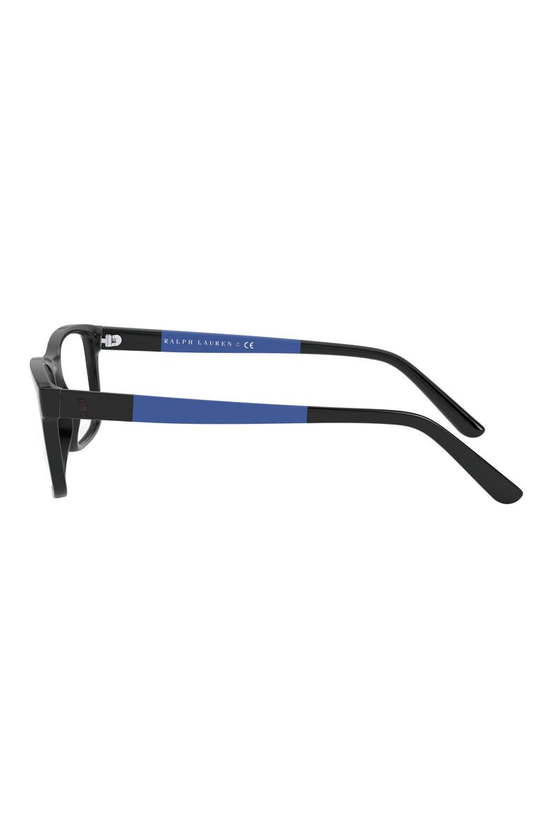 Ralph Lauren 55mm Rectangular Optical Glasses, Alternate, color, BLACK