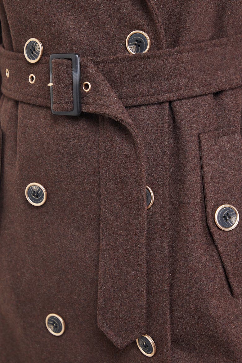 Wool Mix Belted Trench Coat, Alternate, color, Chocolate