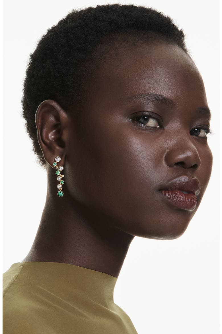Constella Crystal & Zirconia Drop Earrings, Alternate, color, GOLD/ GREEN