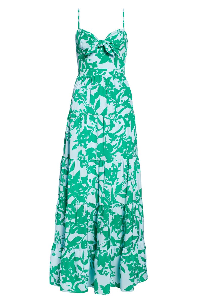 Eliza J Floral Tie Front Tiered Maxi Sundress, Alternate, color, 