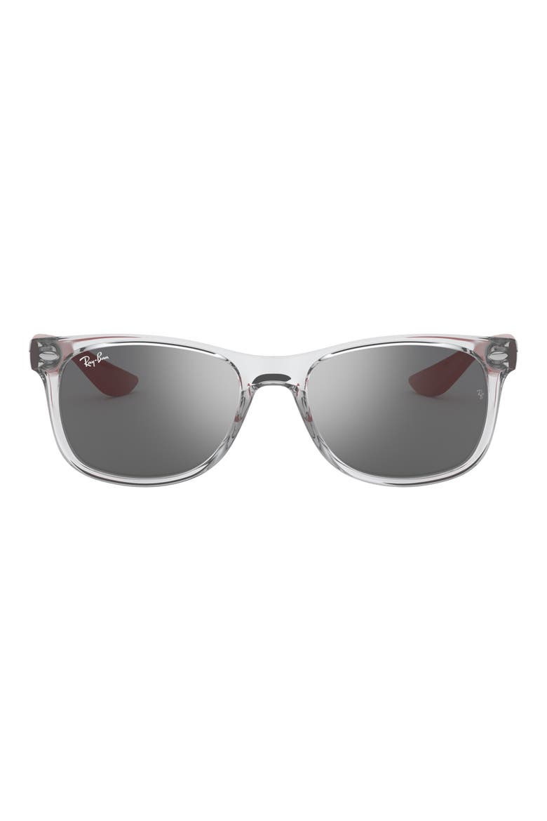 Junior 50mm Wayfarer Mirrored Sunglasses, Main, color, TRANSPARENT GREY