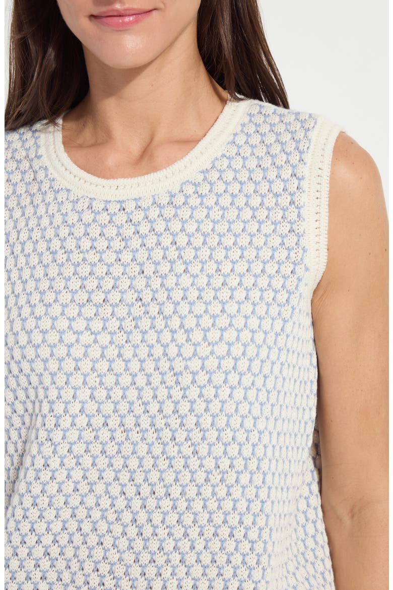 Claire Textured Linen & Cotton Sweater Vest, Alternate, color, ECRU/ AZZURRO