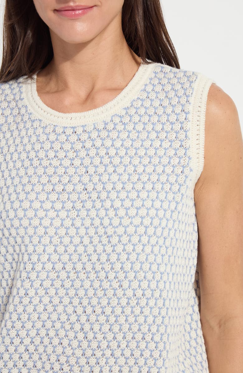 Lysse Claire Textured Linen & Cotton Sweater Vest, Alternate, color, Ecru/ Azzurro