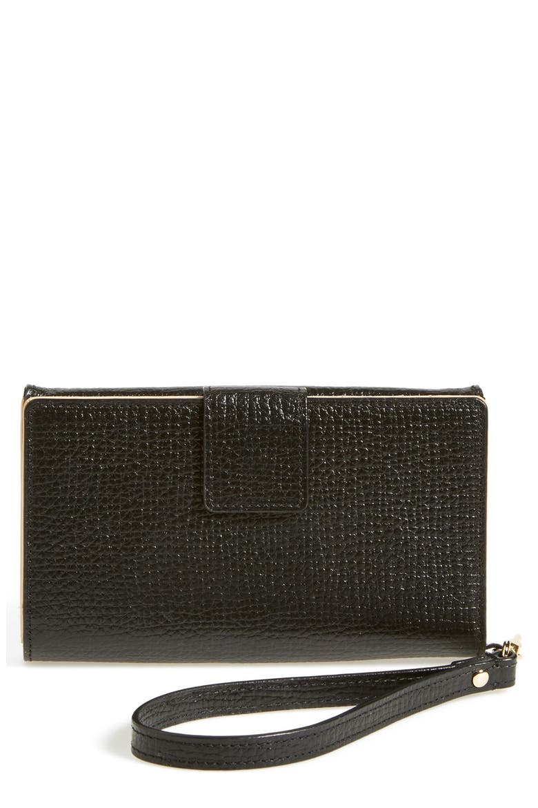 Leather Tech Wristlet, Main, color, BLACK