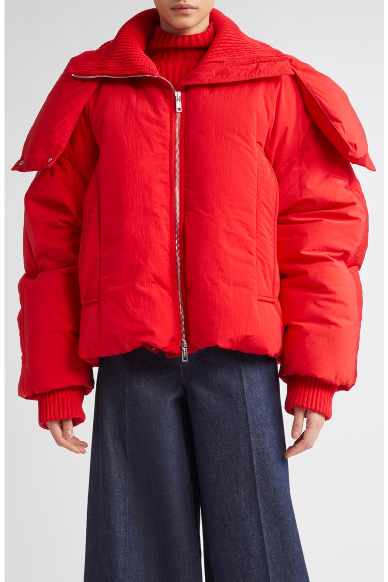 Glizia Down Puffer Jacket, Main, color, RED