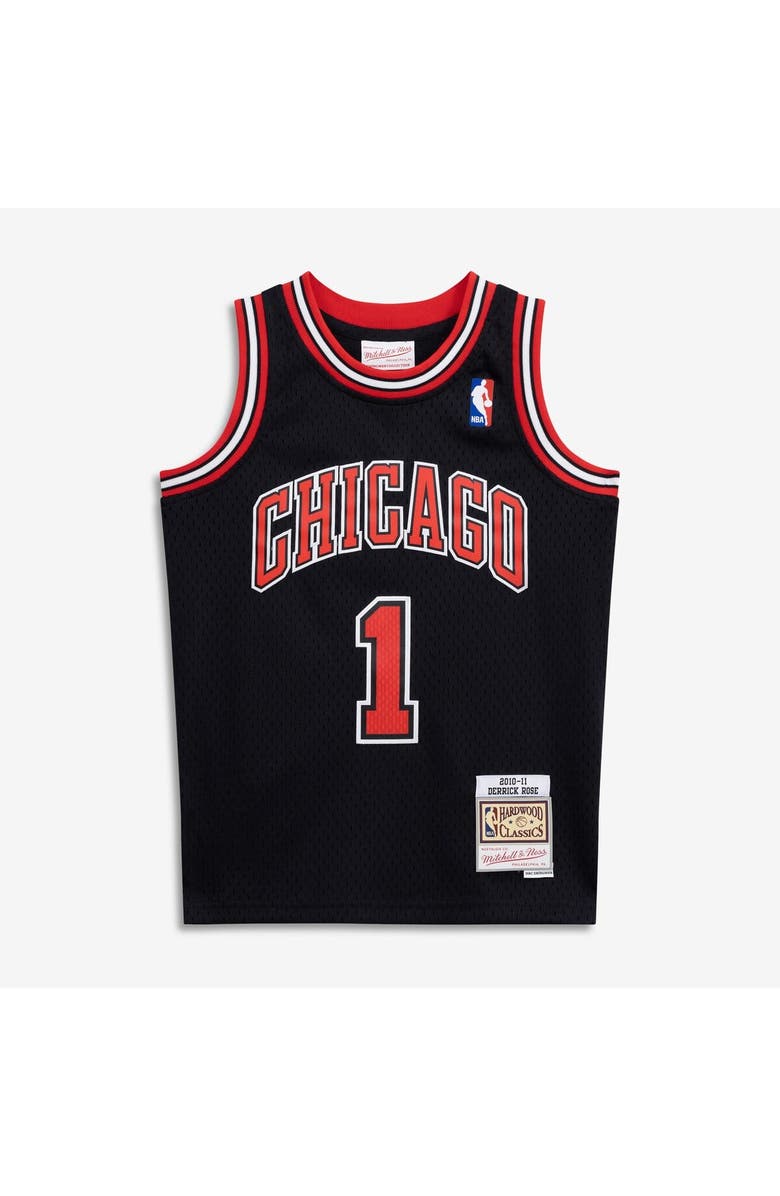 Mitchell & Ness Youth Mitchell & Ness Derrick Rose Black Chicago Bulls 2010/11 Hardwood Classics Swingman Jersey, Alternate, color, Black