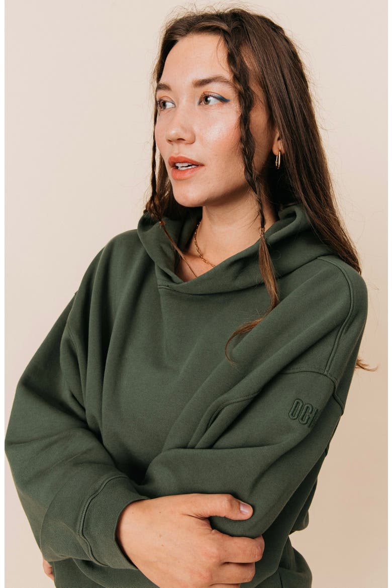 Women's Organic Cotton Teddy Oversized Hoodie, Alternate, color, Spruce
