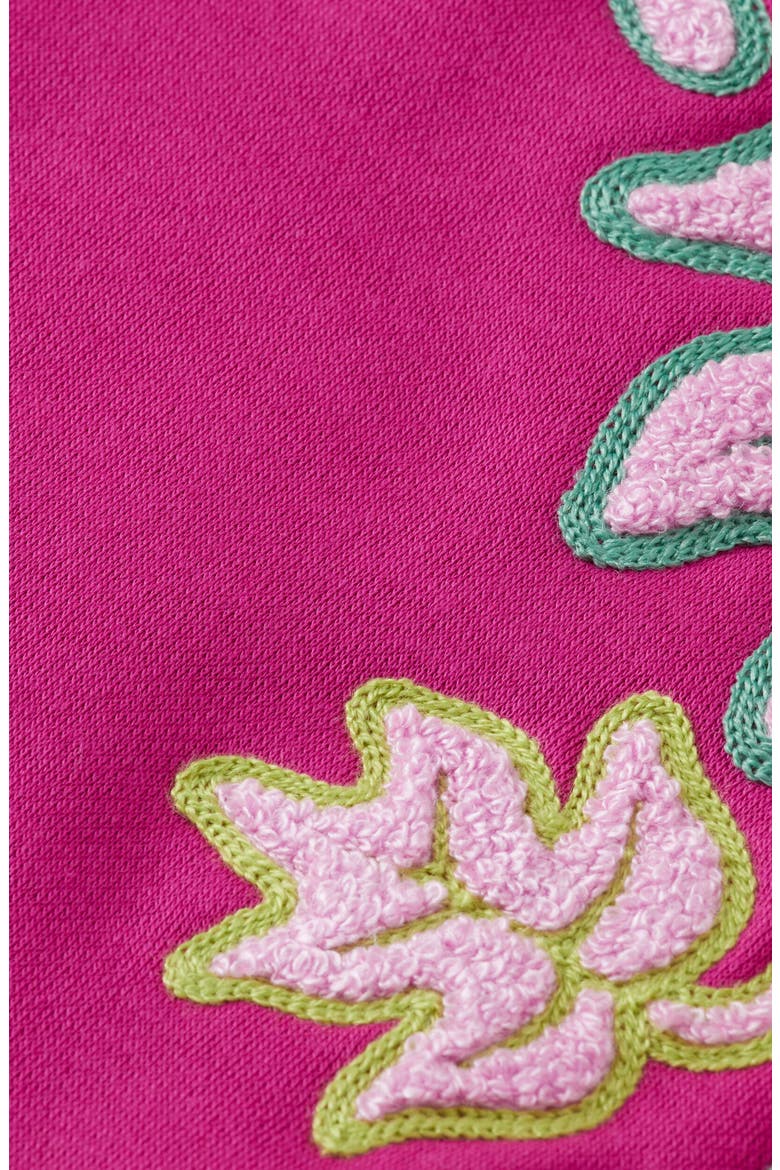 Kids' Embroidered Cotton Blend Graphic Sweatshirt, Alternate, color, FUCHSIA RED