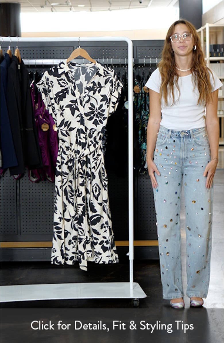 Floral Crinkle Tie Belt Shirtdress, sales video thumbnail