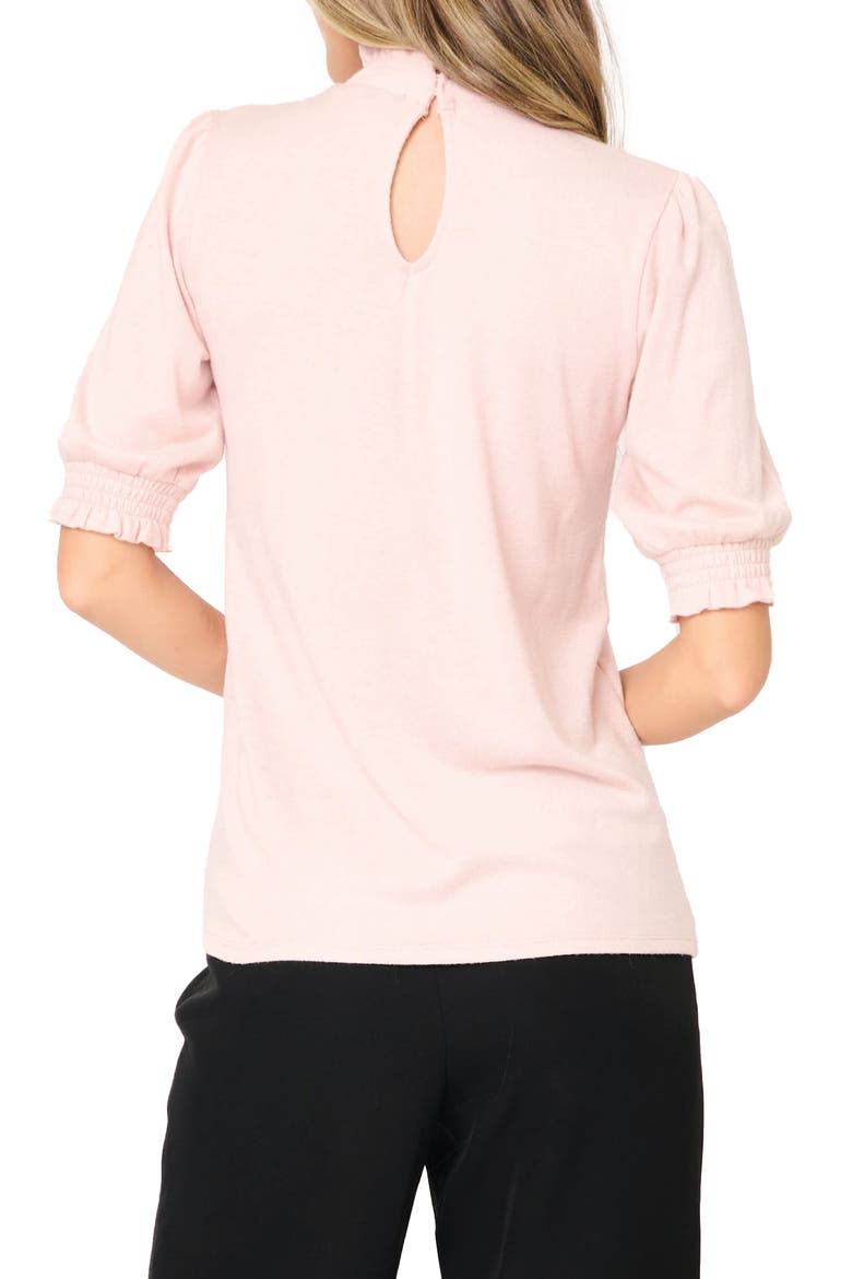 Ruffle Mock Neck Puff Sleeve Sweater, Alternate, color, PINK SMOKE