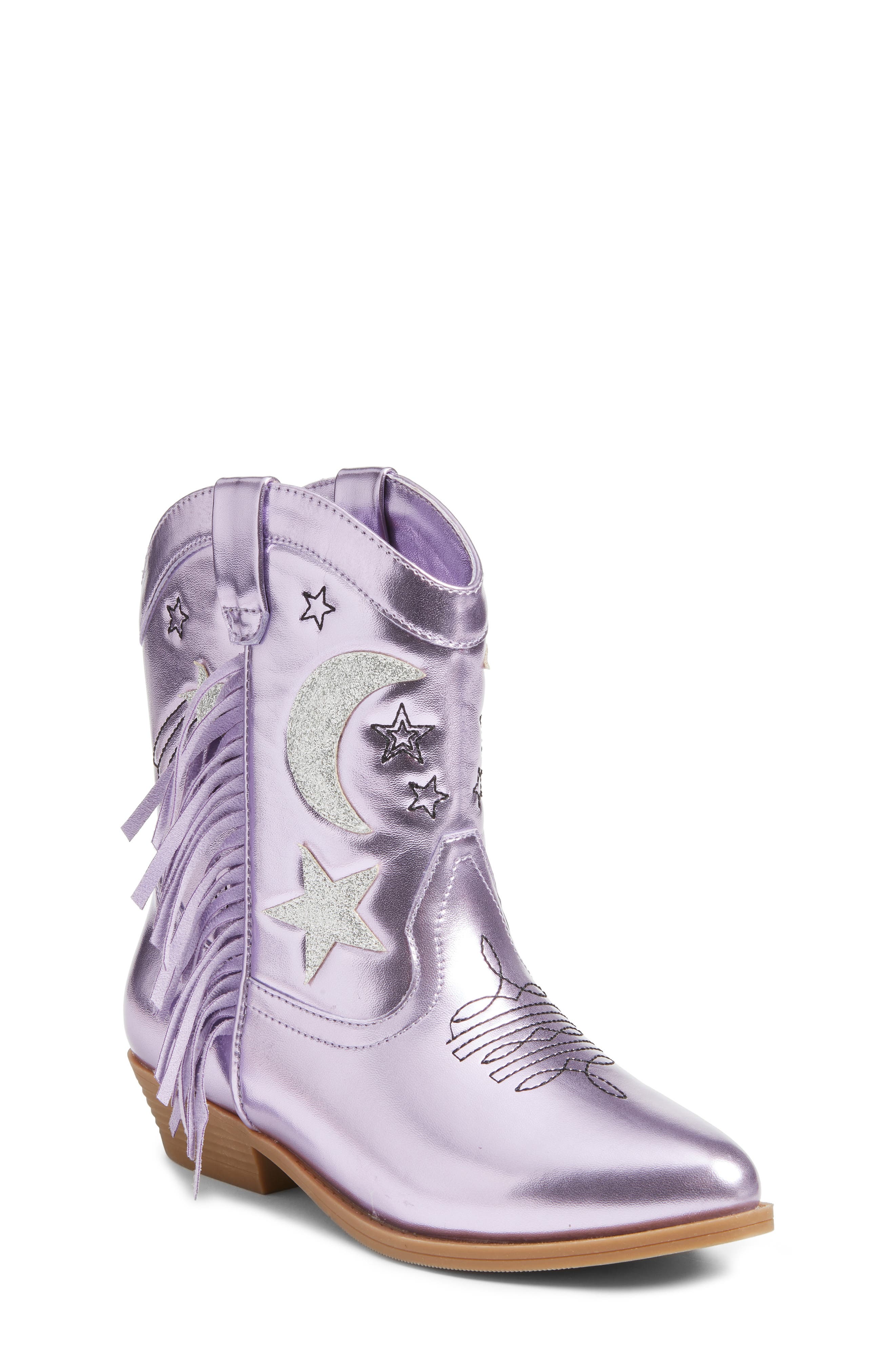 Tucker + Tate Cosmo Fringe Metallic Western Boot, Main, color, Purple Metallic