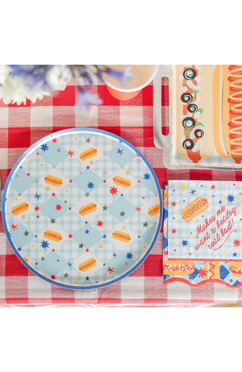 Jollity & Co. 4th of July Patriotic Hot Dog Dinner Plates, Alternate, color, Assorted Pre-Pack
