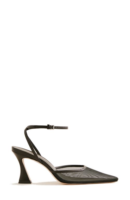 Reformation Natasha Ankle Strap Mesh Pump In Black Mesh