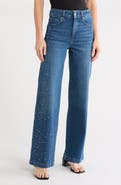PAIGE Sasha Embellished High Waist Wide Leg Jeans