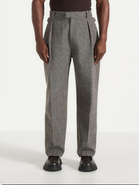 Manière De Voir Dorian Wool-Blend Herringbone Pleated Trousers