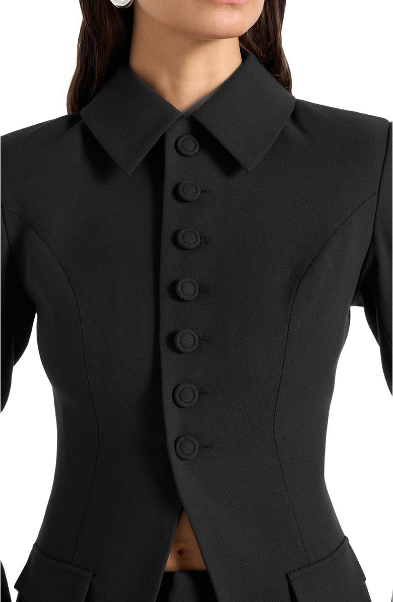 Manière De Voir Harper Tailored Cinch Blazer With Detachable Collar, Alternate, color, Black