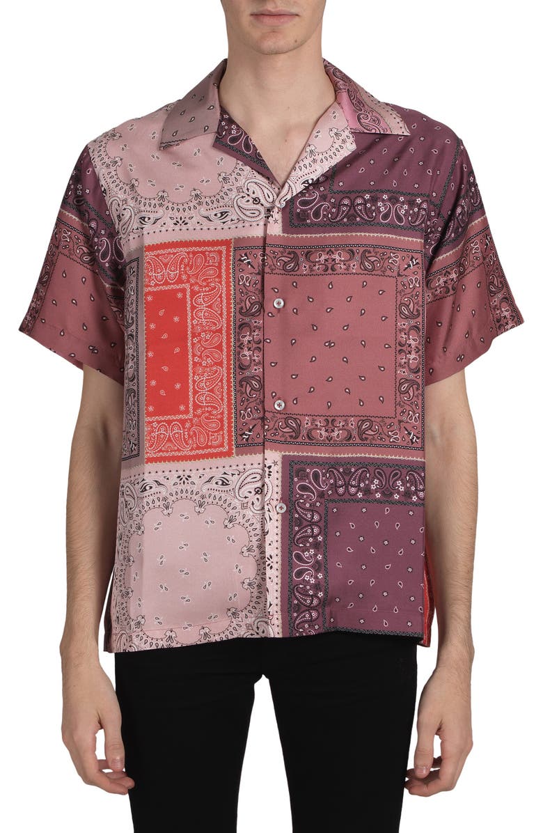AMIRI Bandana Patchwork Silk Shirt, Main, color,